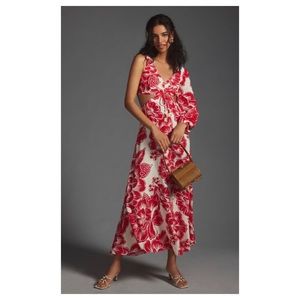 NWOT Farm Rio One Shoulder Cut Out Dress in Red and White  Size Small